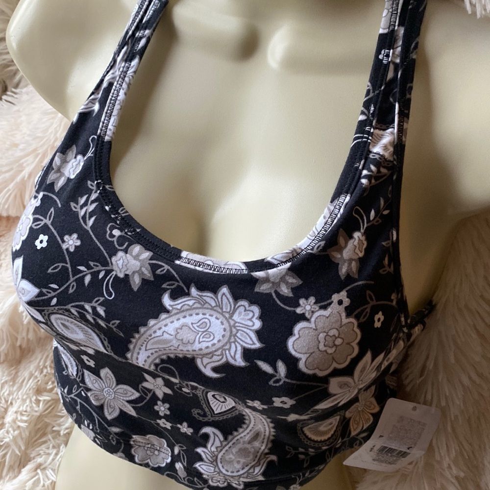 New Balance Sports Bra Black & White Compression Cotton New!